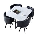 Homy France - Table Repas + 4 chaises intégrées vendome en bois effet marbré et chaises simili cuir noir