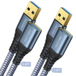 Cable De Rallonge Usb 3.0, [1M+1M, 2 Paquet] Usb Male Vers Femelle Rallonge Cable Transfert De Données À Grande Vitesse 5Gbps Pour Console De Jeu, Imprimante, Webcam, Clavier Usb, Lecteur Fl[X1808]