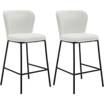 Chaise de Bar Lot de 2 Tabouret Bar Moderne avec Dossier Confortable Chaise Haute Bar pour Central Îlot de Cuisine, Fausse Fourrure, Blanc