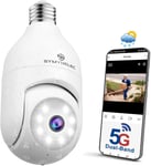 5Ghz/2.4Ghz Caméra Surveillance Ampoule Extérieure Étanche, Caméra Sécurité 360 Wifi Sans Fil 2K 4Mp Avec Suivi Humain, Vision Nocturne Couleur, Audio Bidirectionnel, Alexa & Google