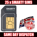 25 X Smarty Pay As You Go 4g Sim Cards Uk Bulk Wholesale Joblot