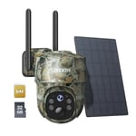 iZEEKER 4G LTE Solaire Caméra de Chasse, 2K PTZ Caméra Chasse avec Carte SD et SIM, 360° Rotation, Diffusion en Direct & Accès à Distance, 940nm sans Lueur IR, Activée par Le Mouvement IP65 Etanche