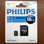 NEW Philips 16GB Micro SD Memory Card High Speed SDHC with SD Adapter