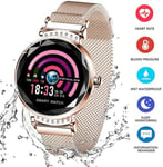 Montre Connectée H2 Femmes Montre sport d'Activité Pression artérielle Moniteur Cardiofréquencemètre pour Android ios -Or