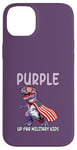 Coque pour iPhone 14 Plus Purple Up For Military Child Dinosaure Militaire Kids