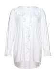 Carclarisa Life V-Neck Frill L/S Top Jrs Tops Blouses Long-sleeved White ONLY Carmakoma