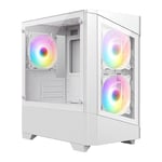 CiT Level 1, White, MicroATX Chassis w/ Tempered Glass Window, 3x 120mm RGB Fans