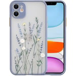 Kompatibel med iPhone 11 Skal för Blommig Klar Frostad PC Baksida Blommig Flickor Kvinna Och Mjukt Tpu Skyddande Silikon Slim-mxbc