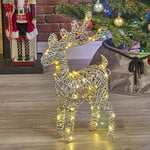 URBNLIVING Light Up LED Reindeer Stags, 45cm Illuminated Christmas Decoration Ornament Figurines, Battery Powered 3xAA Christmas Display Decor (Silver)