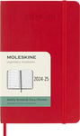 Moleskine Weekly Planner 2024-2025, Weekly Planner 18 Months 2025, With Space For Notes, With Soft Cover And Elastic Closure, Pocket Size 9 x 14 cm, Color Scarlet Red