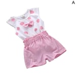 Summer Childrens Cotton Short Sleeved Suit For 1-4 Old Baby Pink 110cm
