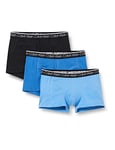 Calvin Klein Men’s 3-Pack of Boxers Trunks 3 PK with Stretch, Black/Delft/Silver Lake Blue, L [Amazon Exclusive]