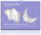 This Works Baby Sleep Bedtime Ritual Gift Set - Paediatrician Approved Baby Sleep Spray, Gentle Baby Wash, Baby Massage Oil and Bottom Balm Baby Moisturiser - Calming Bedtime Kit for 6 Months+