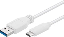 Premium Cord ku31ca1w USB-C to USB 3.0 Connection Cable 1 m up to 5 Gbit/s USB 3.0/3.1 SuperSpeed Data Cable USB 3.1 Type C Male to A Male 3x Shielded Colour White Length 1 m