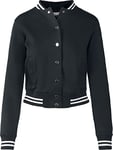 Urban Classics Women's Ladies College Sweat Jacket Sweatshirt, Blk/Blk, XS