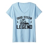 Womens Never Underestimate An Old Man With A Skid Steer V-Neck T-Shirt