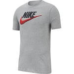 Nike Men Sportswear T-Shirt - Dark Grey Heather/Black/Habanero Red, M