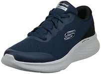 Skechers Homme 232591 Nvbk Basket, Bordure en Cuir Duraleather Bleu Marine, 45.5 EU