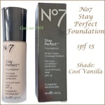 Boots No7 Stay Perfect Foundation COOL VANILLA 30ml NEW