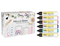 KREUL 49758-Candle Pen 6er Set Hello Baby, 6 x 29 ML, Pointe Fine, Couleurs avec Cire d'abeille pour décorer et Peindre des Bougies, Plastic, Multicolor