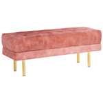 Banc en Velours Banquette de Lit Rembourré Glam Pouf Pieds en Métal Doré Rose R