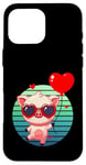 Coque pour iPhone 16 Pro Max Saint Valentin Porcinet Cœur Amoureux Amour Ballon Mignon