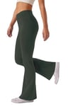 Glacspyg Yoga Pantalons Femme Taille Haute évasée Entraînement Abdominal Stretch Casual Running Pantalons Vert 2XL