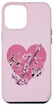 Coque pour iPhone 12 Pro Max J'aime la clarinette en cœur avec notes de clarinette