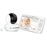 720P Babyphone Camera, Moniteur vidéo pour Bébé 5" avec Caméra et Audio, Pan/Tilt/Zoom à Distance, écran IPS, Portée 960 ft, Batterie Rechargeable de 3000 mAh, Vision Nocturne et Mode Vox