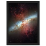 Hubble Space Telescope Image Starburst Galaxy M82 Happy Sweet Sixteen Celebration Messier 82 Blue Disk Red Dust Gas Star Formation Cluster Art Print F