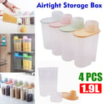 4 Pcs Large Capacity Airtight Dry Food Container Durable Cereal Storage Box 1.9l