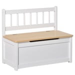 2 In 1 Wooden Toy Box, Kids Seat Bench Storage Chest, 60 x 30 x 50cm - White