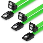 3X 50Cm Sata 3 Nylon Câble Set Câbles De Donnés 6 Gbit/S Câbles De Branchement Carte Mère Disque Dur Hdd Ssd 1 Connecteur S-Ata Coudé À 90° Vert[X1703]