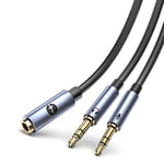 YHEMI Adaptateur Jack Audio Stéréo 3.5mm, Adaptateur Micro Casque 2 Dual 3.5mm Mâle à 3.5mm Femelle pour Ordinateur PC Ecouteur Casque