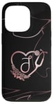 Coque pour iPhone 13 Pro J Monogramme Initial Infirmière Docteur Rose Stéthoscope