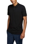 JACK & JONES Men's Polo Tshirt Casual Cotton Collared Neck Short Sleeve Tee Top for Men -Black -M