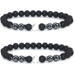 Heytea 2 st Anti-svullnad Svart Obsidian Anklet Justerbar Lymfatisk Dränering Magnetterapi Hematit Fotled Armband För Kvinnor Män Anti-Ångest Yoga