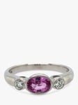 Vintage Fine Jewellery Pre-Loved 18ct White Gold Diamond and Pink Sapphire Cocktail Ring