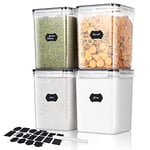 Surejoy 5,2L Boite Rangement Cuisine Lot de 4, Boîte Hermetiques Alimentaires en Plastique Sans BPA, Rangement Organisation Cuisine pour Cereales Pâtes Farine