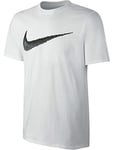 Nike Men Tee Hangtag Swoosh T-shirt - White/Black, Medium