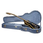 Crossrock Relief Series CRW630LSB Étui en Bois pour Guitares électriques Les Paul, Surface hautement texturée, Imitation Polaire de Vison, loquets en Acier Inoxydable, Bleu fumé