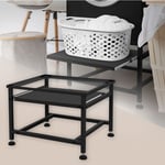 Socle pour Machine à Laver avec Étagère Extensible, Noir, 62,5x53,5x45 cm, Acier, jusqu'à 150kg, Pieds Réglables en Hauteur, Podium Surélévation pour