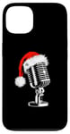 Coque pour iPhone 13 Bonnet de Père Noël avec microphone - Style vintage - Karaoké - Amoureux de Noël