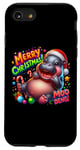 Coque pour iPhone SE (2020) / 7 / 8 Adorable bébé hippopotame Moo Deng Merry Christmas Cheer