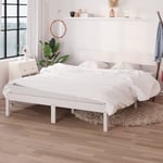 Cadre de lit Blanc Bois massif 120x190 cm Petit double The Living Store Blanc