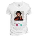 T-Shirt Homme Col V Freddy K. Film Horreur Réseau Social Rencontre Amour