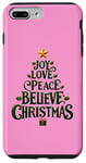 iPhone 7 Plus/8 Plus Cute Green JOY LOVE PEACE BELIEVE CHRISTMAS Tree Girls Pink Case