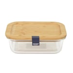 Lunch Box Verre & Bambou "Repas" 52cl Transparent