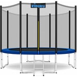 Kiduku - Trampoline ø 244 cm Kit Complet avec Filet de sécurité, échelle, Housse de Bord, ancrage au Sol et Accessoires Trampoline de Jardin pour