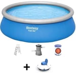 Kit Piscine hors sol autoportante BESTWAY - Fast Set - 457 x 122 cm - Ronde + Robot aspirateur Frisbee